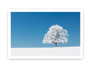 Minimal winter tree canvas art for serene modern living room decor