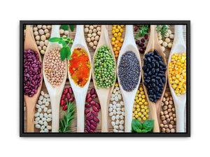 Colorful beans and spices artwork for kitchen and dining room decor