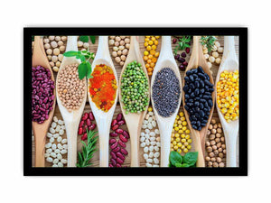 Colorful beans and spices artwork for kitchen and dining room decor