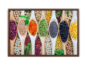 Colorful beans and spices artwork for kitchen and dining room decor