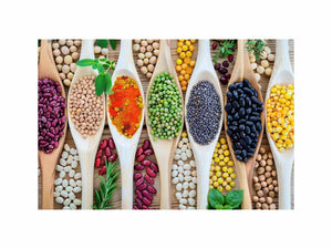 Colorful beans and spices artwork for kitchen and dining room decor