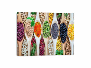 Colorful beans and spices artwork for kitchen and dining room decor
