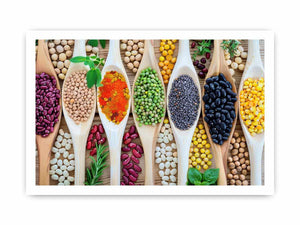 Colorful beans and spices artwork for kitchen and dining room decor