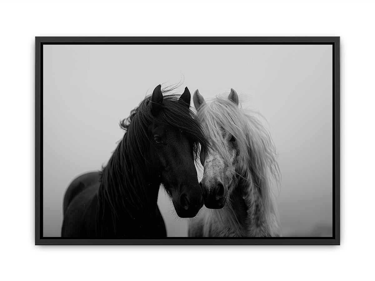 Black and white horse portrait artwork for elegant home decor