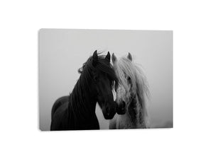 Black and white horse portrait artwork for elegant home decor