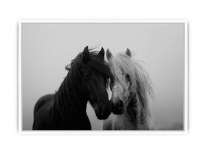 Black and white horse portrait artwork for elegant home decor