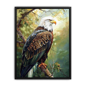 Majestic eagle artwork perched in nature for office and living room decor