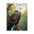 Majestic eagle artwork perched in nature for office and living room decor