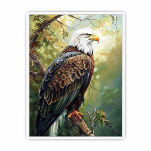 Majestic eagle artwork perched in nature for office and living room decor
