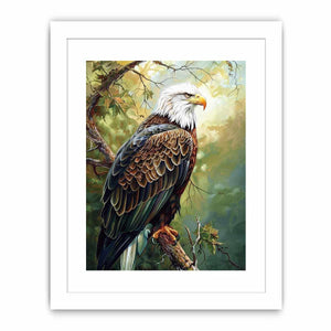 Majestic eagle artwork perched in nature for office and living room decor