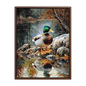 Duck by lakeside reflection artwork for peaceful nature inspired decor