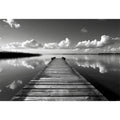 Black and white pier landscape photography for calm modern bedroom decor