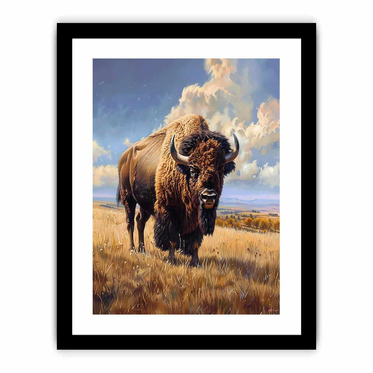 Majestic bison wildlife canvas art for rustic modern living room decor
