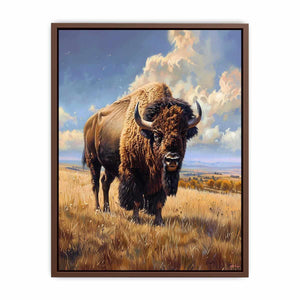 Majestic bison wildlife canvas art for rustic modern living room decor