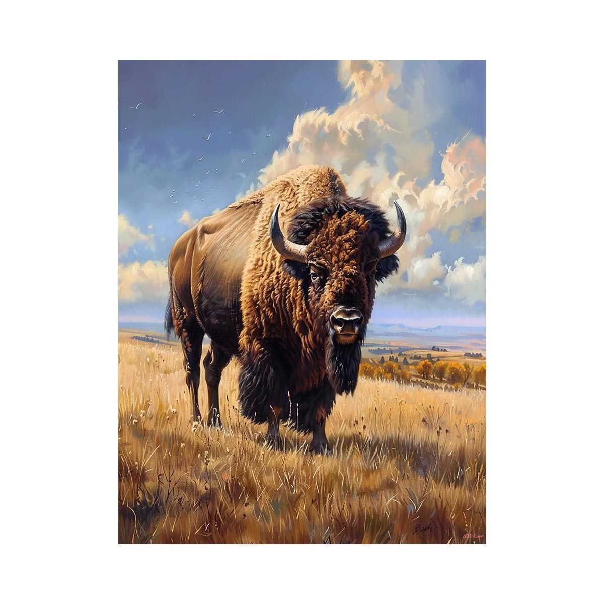 Majestic bison wildlife canvas art for rustic modern living room decor
