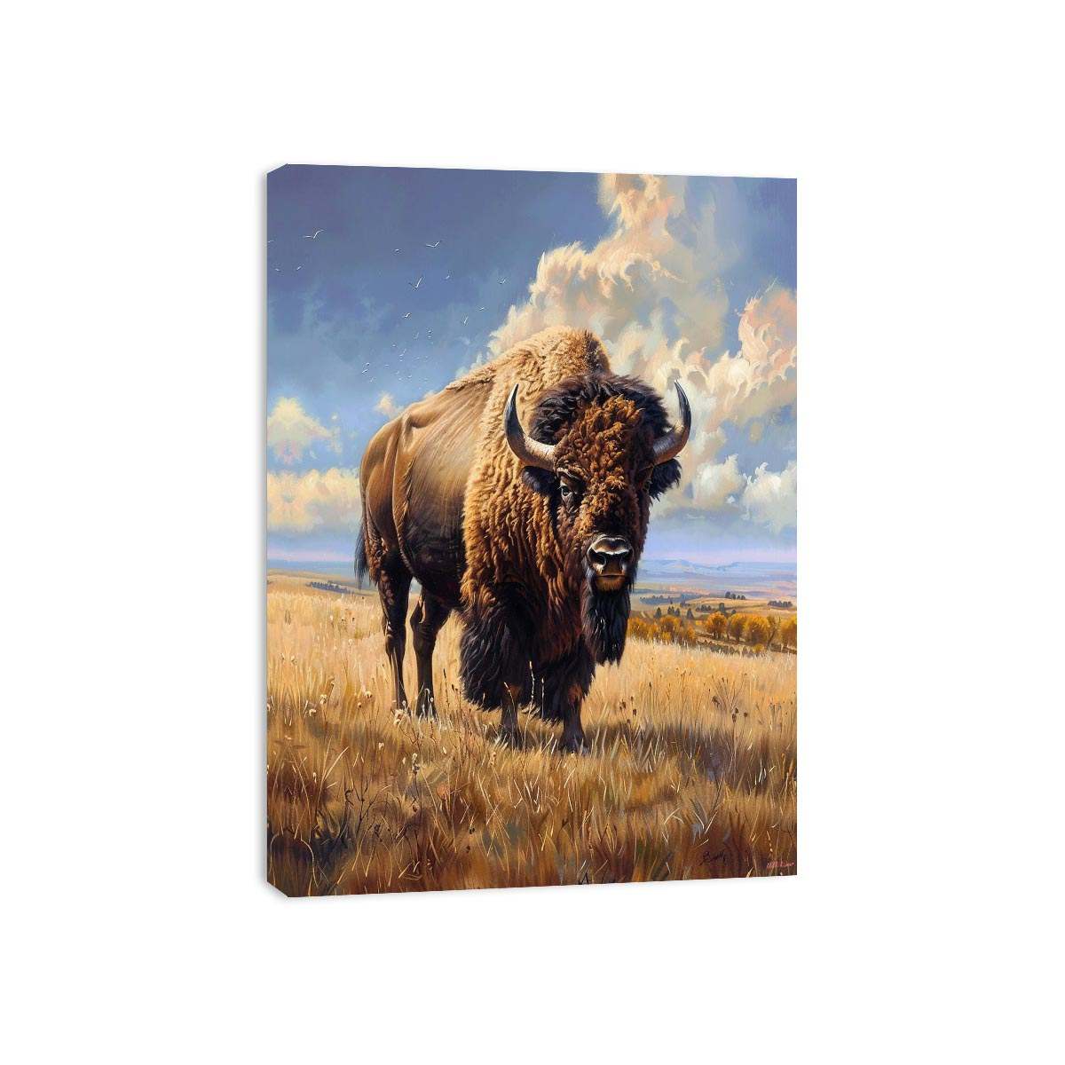 Majestic bison wildlife canvas art for rustic modern living room decor
