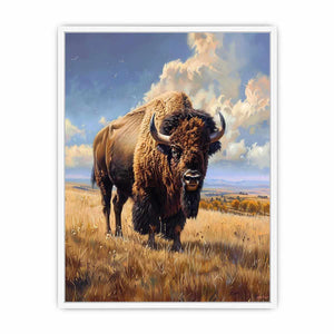 Majestic bison wildlife canvas art for rustic modern living room decor