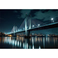 Modern bridge cityscape canvas art for office and contemporary living room