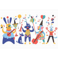 Whimsical animal band artwork for nursery and kids room decor