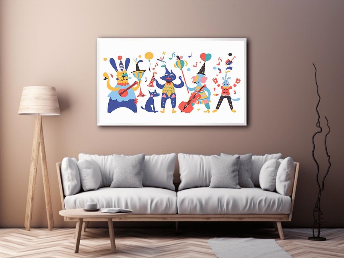 Whimsical animal band artwork for nursery and kids room decor