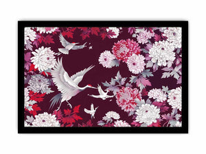 crane floral canvas art for elegant living room or bedroom decor.