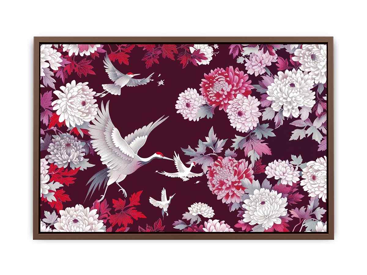 crane floral canvas art for elegant living room or bedroom decor.