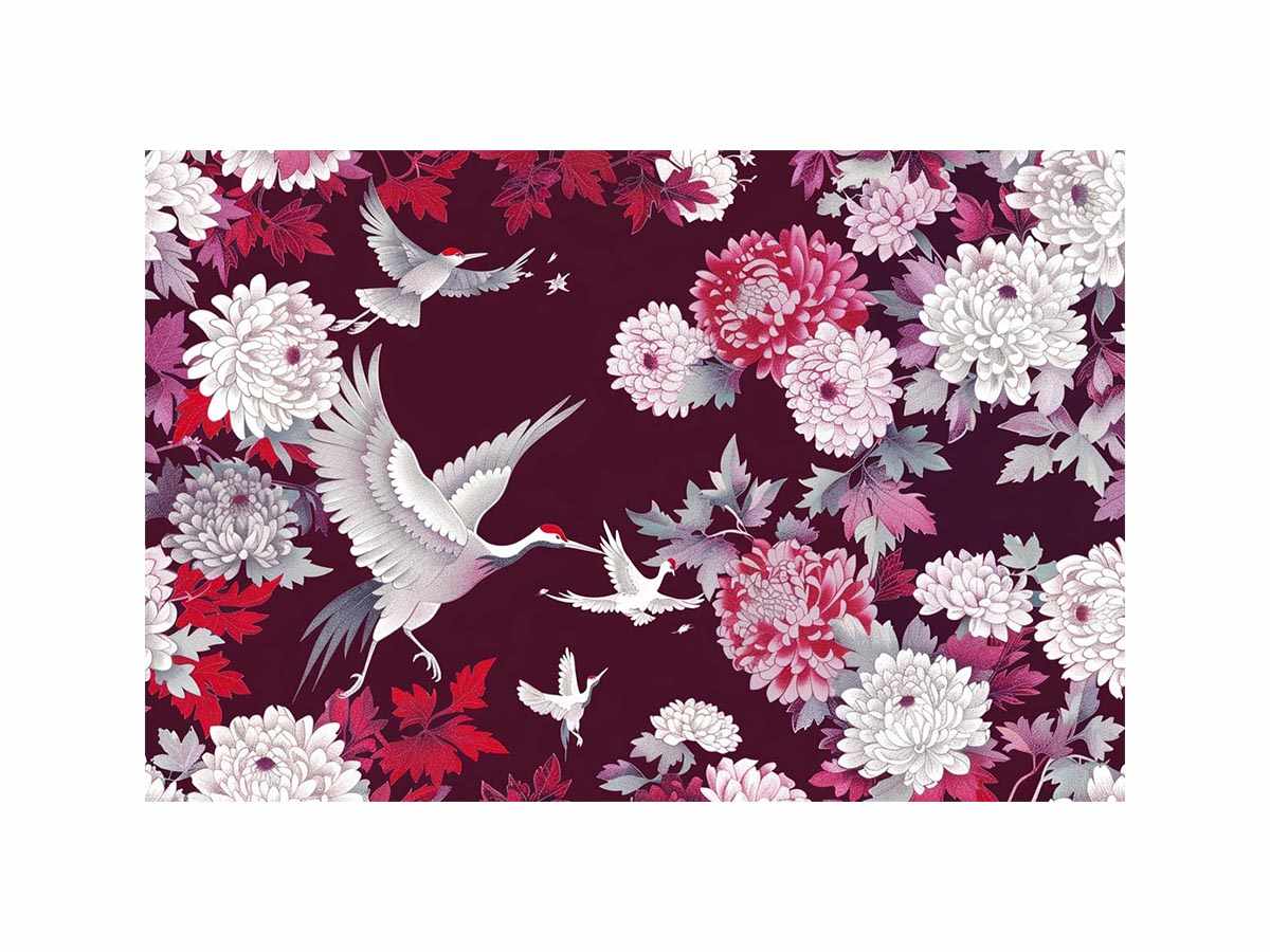 crane floral canvas art for elegant living room or bedroom decor.