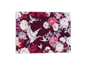 crane floral canvas art for elegant living room or bedroom decor.