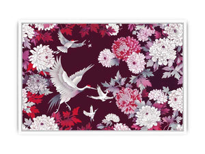 crane floral canvas art for elegant living room or bedroom decor.