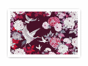 crane floral canvas art for elegant living room or bedroom decor.