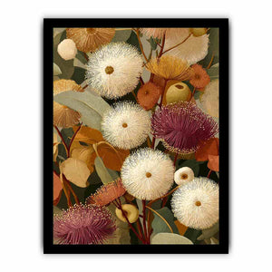 Earthy eucalyptus botanical canvas art for warm modern living room decor.