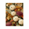 Earthy eucalyptus botanical canvas art for warm modern living room decor.