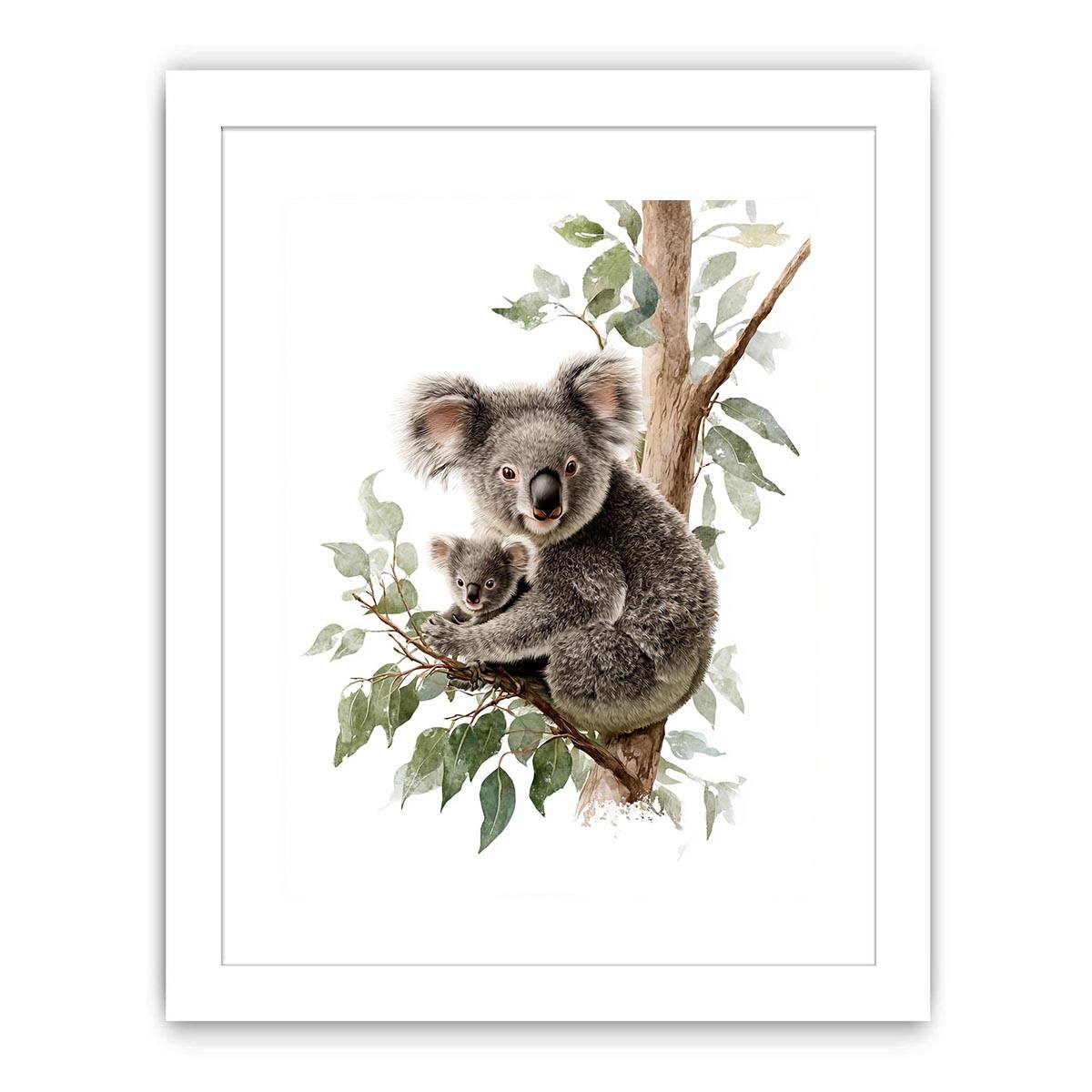 Watercolor koala and baby canvas art for nursery or kids room decor.