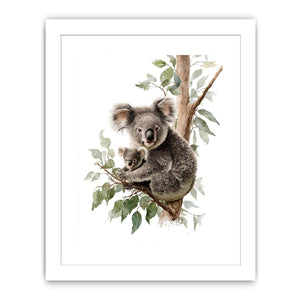 Watercolor koala and baby canvas art for nursery or kids room decor.