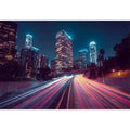 Night city light trail canvas photography for modern office wall decor.