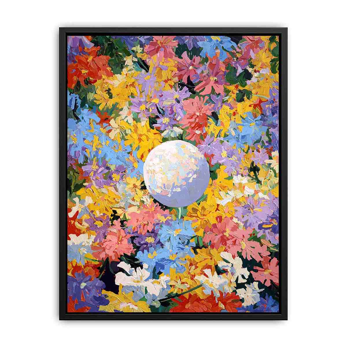 Colorful floral moon canvas art for joyful modern bedroom wall decor.