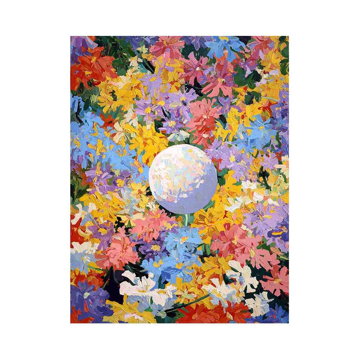 Colorful floral moon canvas art for joyful modern bedroom wall decor.