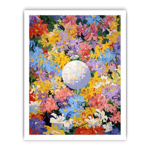Colorful floral moon canvas art for joyful modern bedroom wall decor.