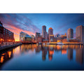 Waterfront city skyline canvas photography for modern office wall decor.