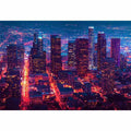 Night city skyline photography canvas art for modern living room or office decor.