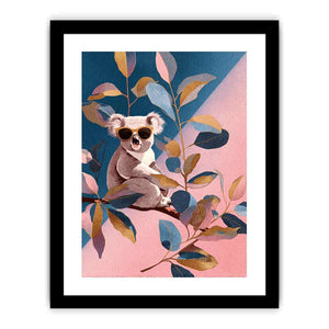 Cute koala illustration canvas art with sunglasses for kids room decor.