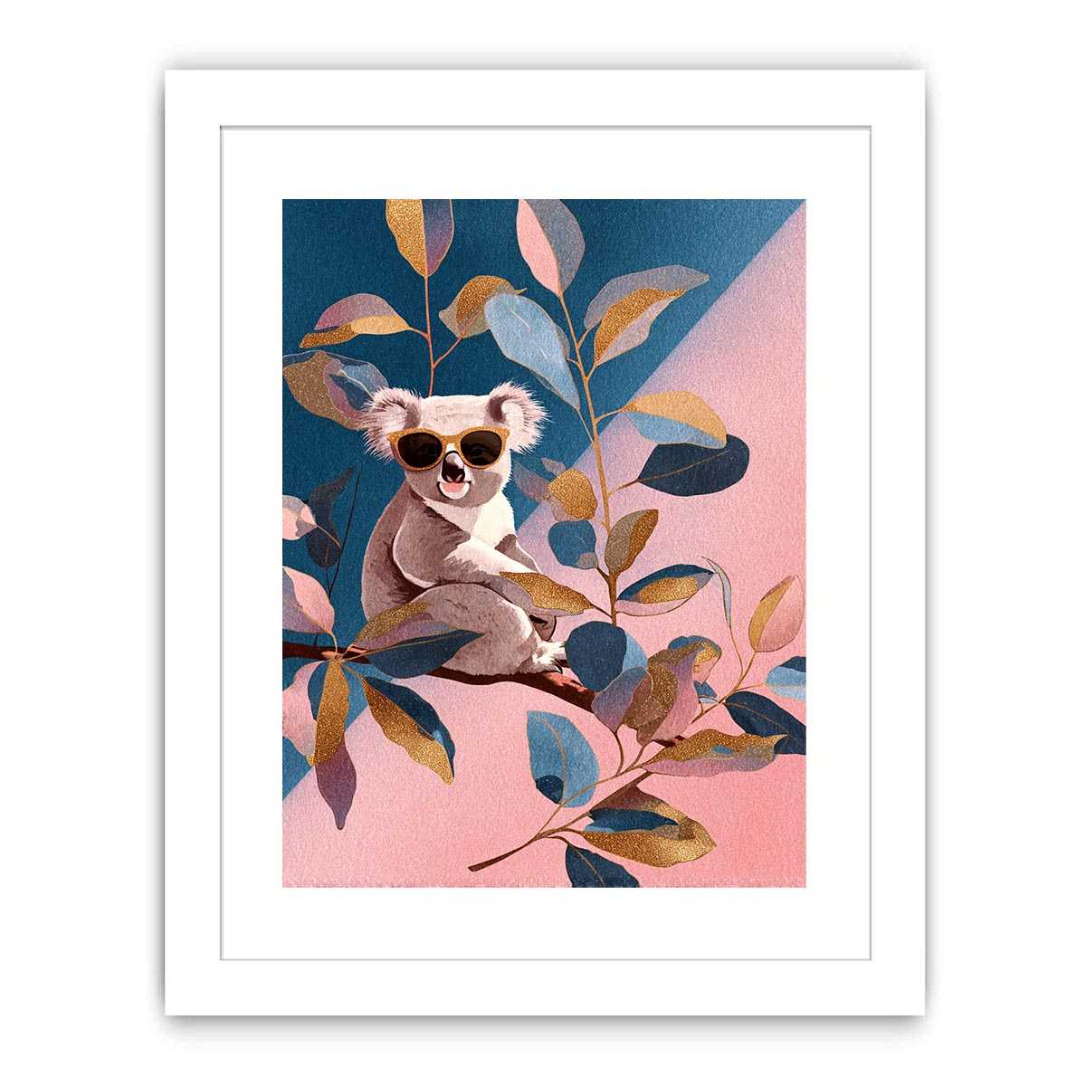 Cute koala illustration canvas art with sunglasses for kids room decor.
