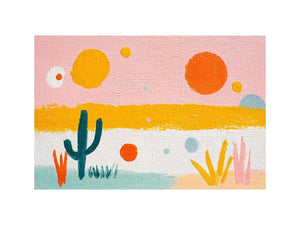 Playful abstract cactus canvas art for colorful kids room decor.