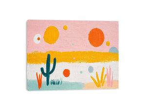 Playful abstract cactus canvas art for colorful kids room decor.
