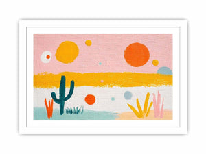 Playful abstract cactus canvas art for colorful kids room decor.