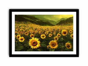 sunflower valley landscape canvas art for a calm modern living room.