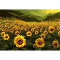 sunflower valley landscape canvas art for a calm modern living room.