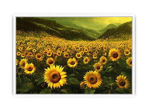 sunflower valley landscape canvas art for a calm modern living room.