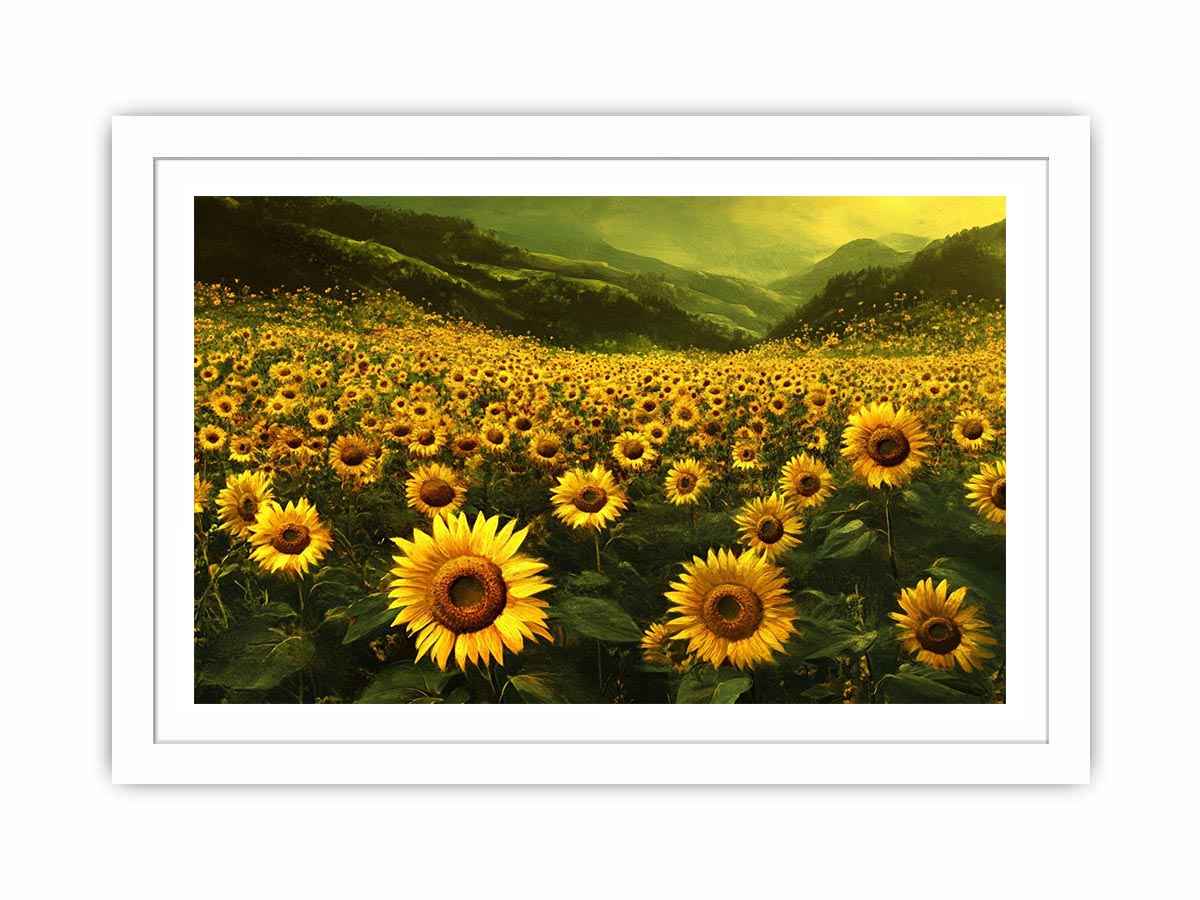 sunflower valley landscape canvas art for a calm modern living room.