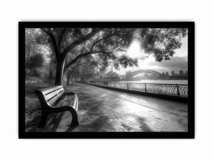 Black and white Sydney harbour   photography for office wall decor.